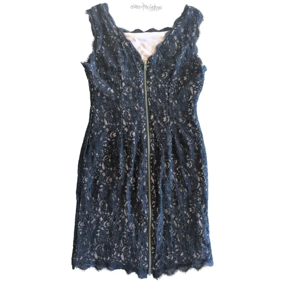 ADRIANNA PAPELL black lace sleeveless form fitting dress - Picture 2 of 9